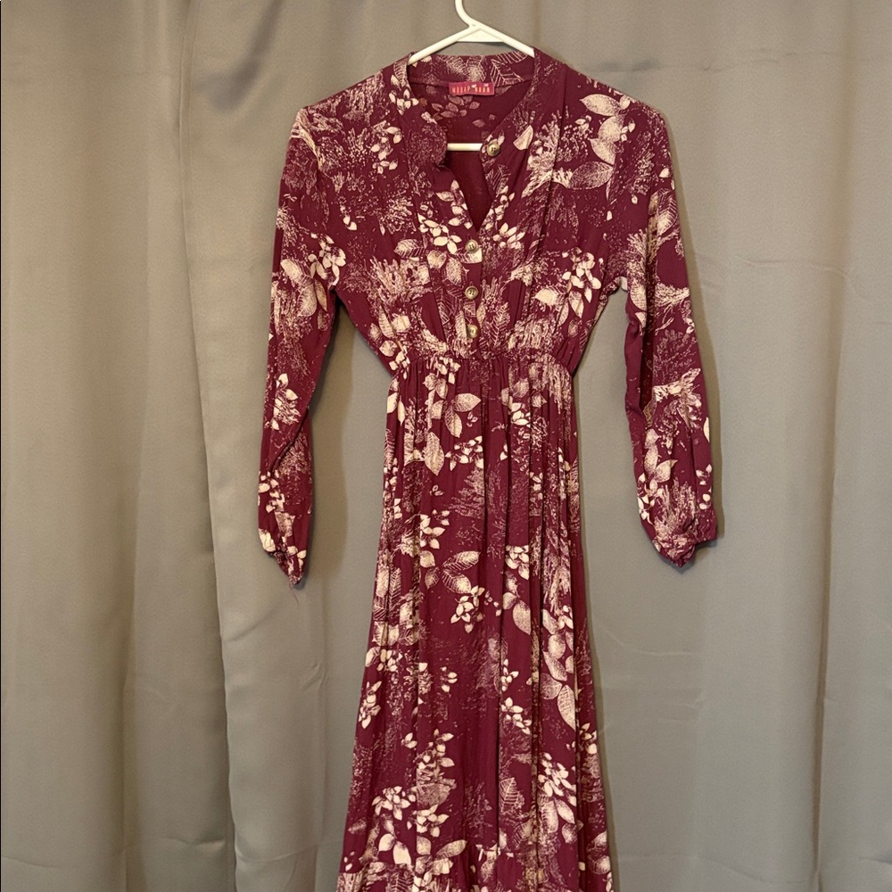 Bohemian Maxi Dress Burgundy Size 8